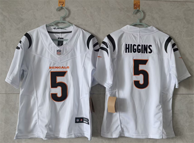 Women's Cincinnati Bengals #5 Tee Higgins White F.U.S.E. Stitched Vapor Football Jersey(Run Small) Women's Cincinnati Bengals #5 Tee Higgins White F.U.S.E. Stitched Vapor Football Jersey(Run Small)