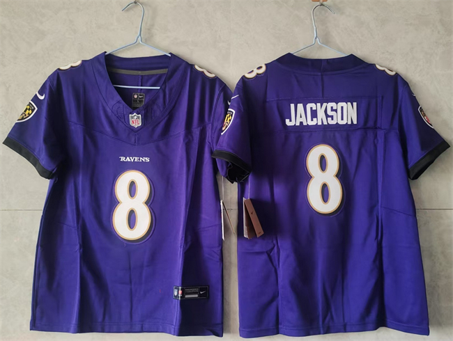 Women's Baltimore Ravens #8 Lamar Jackson Purple Vapor Football Jersey(Run Small) Women's Baltimore Ravens #8 Lamar Jackson Purple Vapor Football Jersey(Run Small)