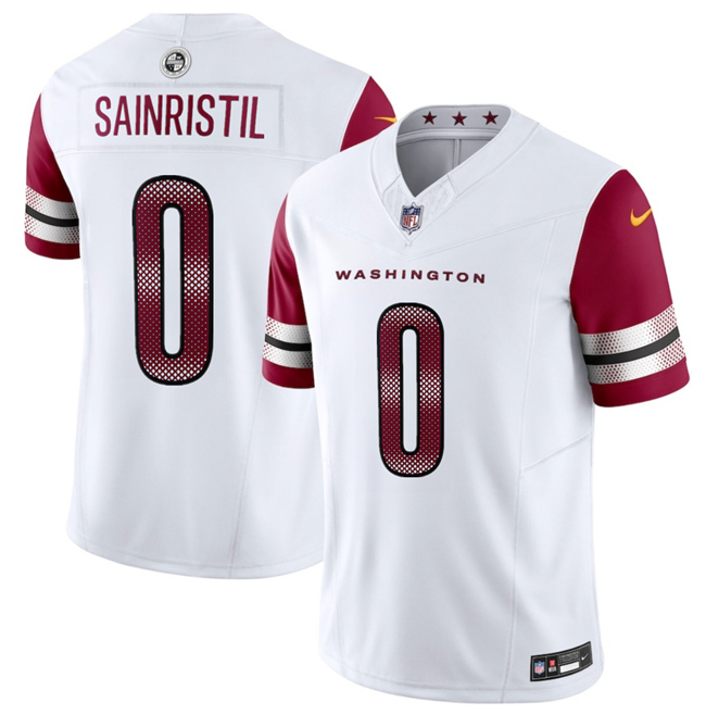 Men's Washington Commanders #0 Mike Sainristill White 2025 F.U.S.E. Vapor Limited Stitched Football Jersey Men's Washington Commanders #0 Mike Sainristill White 2025 F.U.S.E. Vapor Limited Stitched Football Jersey