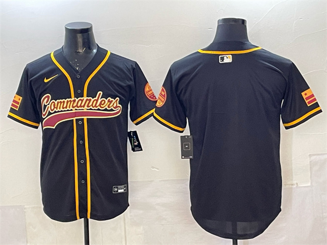 Men's Washington Commanders Blank Black Limited Stitched Baseball Jersey Men's Washington Commanders Blank Black Limited Stitched Baseball Jersey