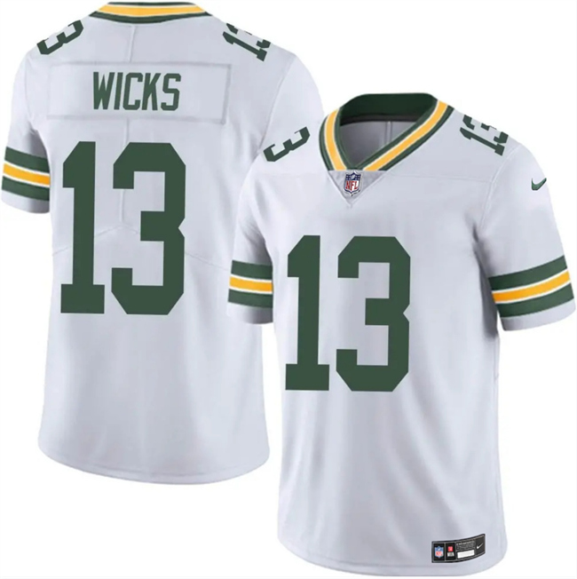 Men's Green Bay Packers #13 Dontayvion Wicks White 2025 Vapor Untouchable Limited Stitched Football Jersey
