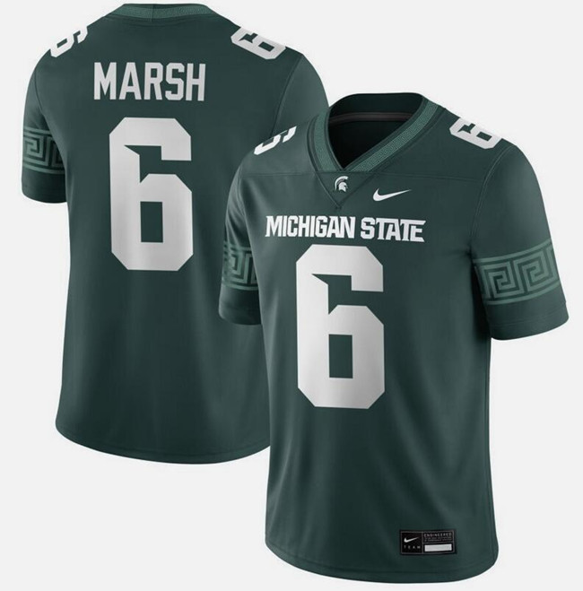 Men's Michigan State Spartans #6 Nick Marsh Green Vapor Limited Stitched Football Jersey Men's Michigan State Spartans #6 Nick Marsh Green Vapor Limited Stitched Football Jersey