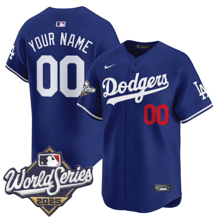 Men's Nike Dodgers Custom Royal 2025 World Series Limited Stitched Baseball Jersey Men's Nike Dodgers Custom Royal 2025 World Series Limited Stitched Baseball Jersey