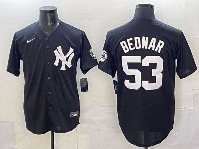 Men's New York Yankees #53 David Bednar Black Nike Stitched MLB Baseball Jersey Men's New York Yankees #53 David Bednar Black Nike Stitched MLB Baseball Jersey