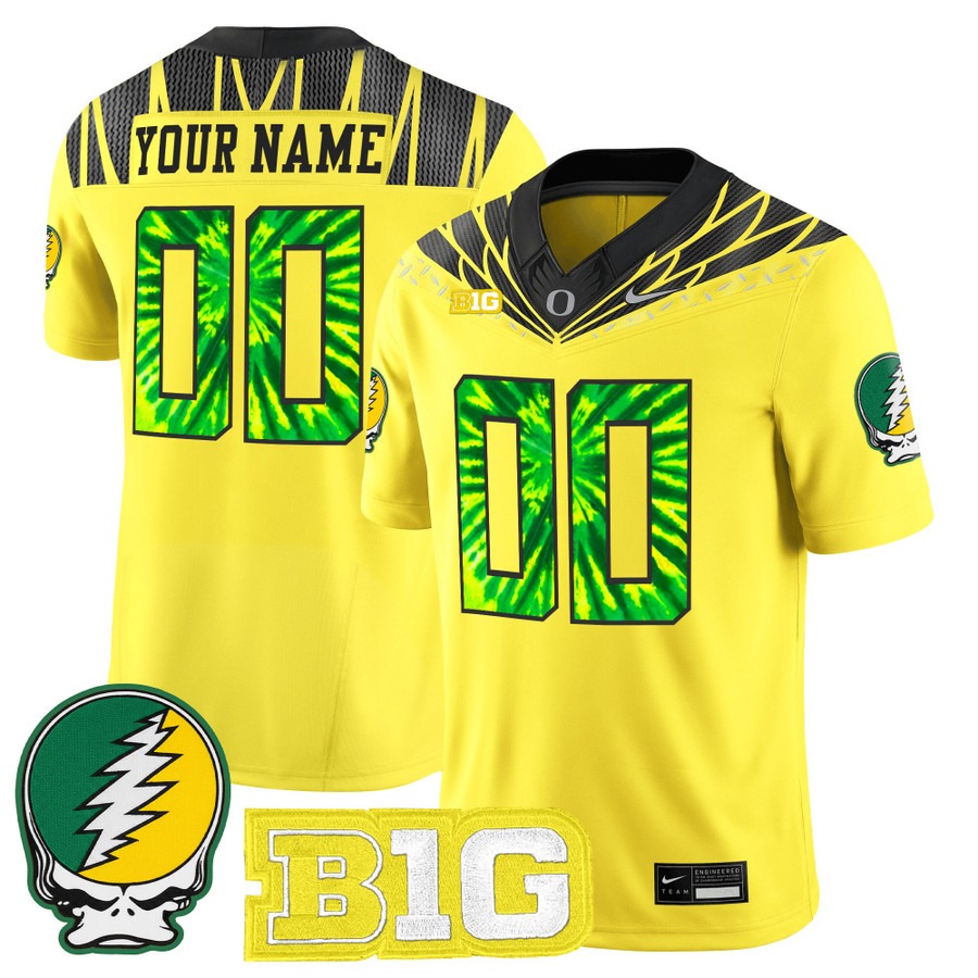Men's Oregon Ducks Custom Yellow 2025 'Grateful Ducks' Nike Vapor F.U.S.E. Limited Stitched Football Jersey Men's Oregon Ducks Custom Yellow 2025 'Grateful Ducks' Nike Vapor F.U.S.E. Limited Stitched Football Jersey