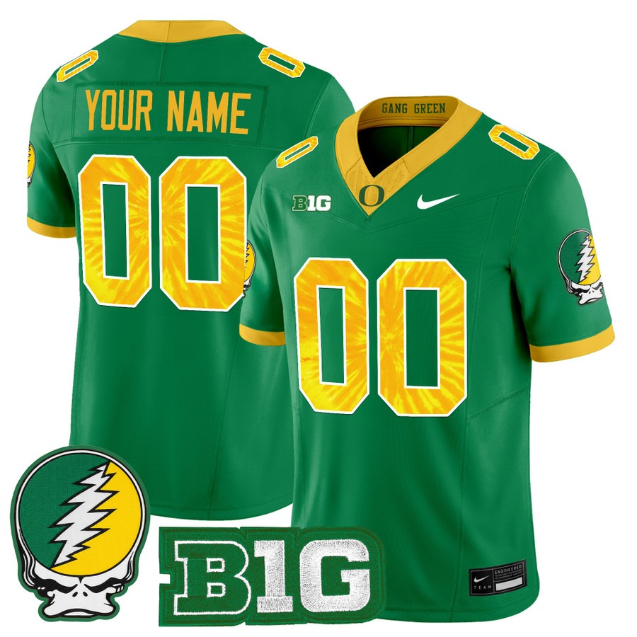 Men's Oregon Ducks Custom Green 2025 'Grateful Ducks' Nike Vapor F.U.S.E. Limited Stitched Football Jersey Men's Oregon Ducks Custom Green 2025 'Grateful Ducks' Nike Vapor F.U.S.E. Limited Stitched Football Jersey