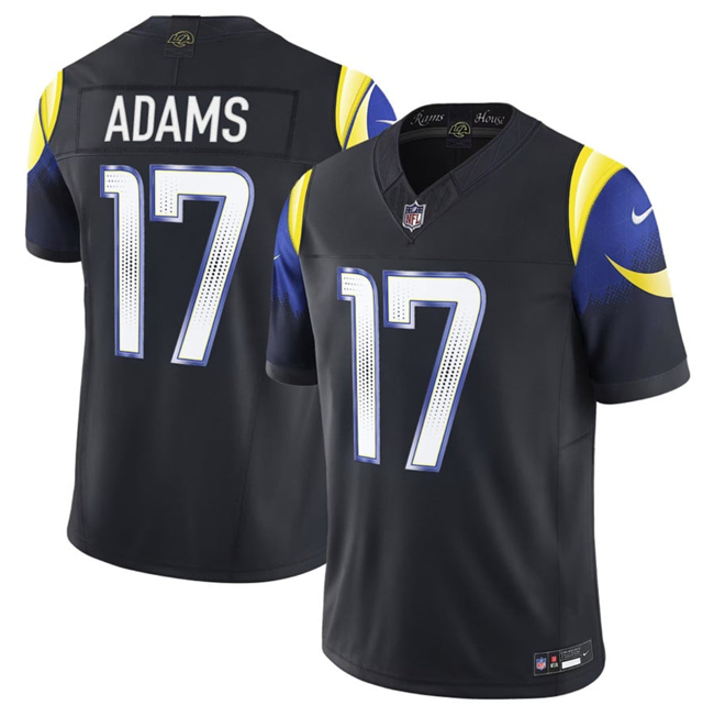 Women's Los Angeles Rams #17 Davante Adams Black 2025 F.U.S.E. “Rivalries” Vapor Limited Stitched Jersey(Run Small) Women's Los Angeles Rams #17 Davante Adams Black 2025 F.U.S.E. “Rivalries” Vapor Limited Stitched Jersey(Run Small)