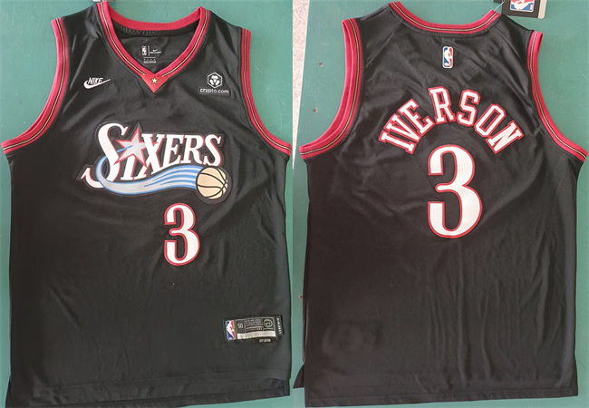 Men's Philadelphia 76ers #3 Allen Iverson Black 2025 Classic Edition Stitched Stitched Jersey