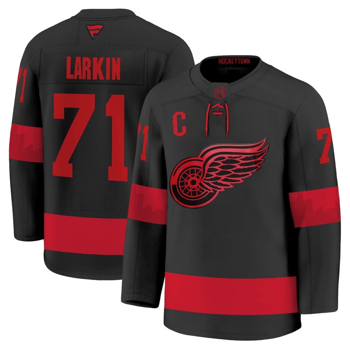 Men's Detroit Red Wings #71 Dylan Larkin Black C Patch Stitched Hockey Jersey Men's Detroit Red Wings #71 Dylan Larkin Black C Patch Stitched Hockey Jersey