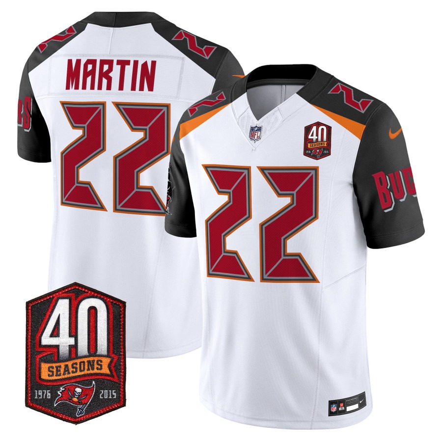 Men's Tampa Bay Buccaneers #22 Doug Martin White F.U.S.E. 40th Season Patch Vapor Limited Stitched Jersey Men's Tampa Bay Buccaneers #22 Doug Martin White F.U.S.E. 40th Season Patch Vapor Limited Stitched Jersey