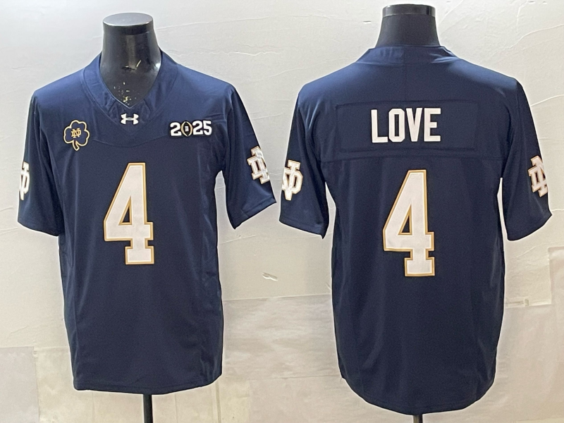 Men's Notre Dame Fighting Irish #4 Jeremiyah Love Navy F.U.S.E. 2025 CFP Final Patch Limited Stitched Football Jersey Men's Notre Dame Fighting Irish #4 Jeremiyah Love Navy F.U.S.E. 2025 CFP Final Patch Limited Stitched Football Jersey