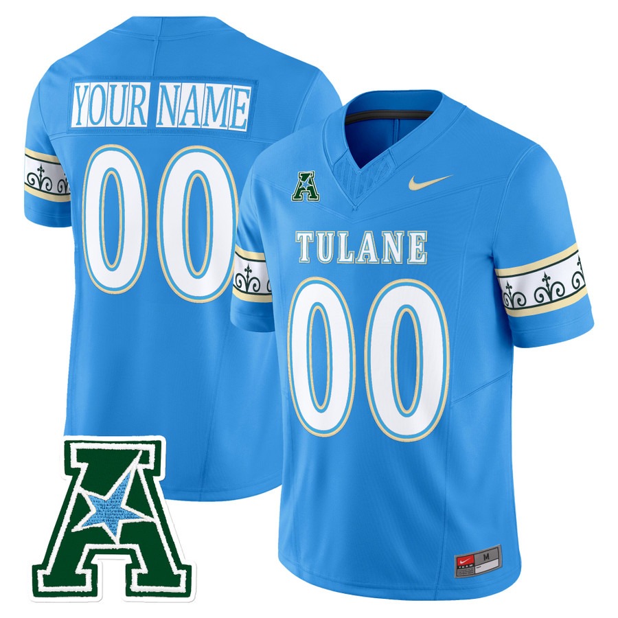 Men's Tulane Green Wave Football Custom Blue F.U.S.E. 2025 'City Edition' Vapor Limited Stitched Jersey Men's Tulane Green Wave Football Custom Blue F.U.S.E. 2025 'City Edition' Vapor Limited Stitched Jersey