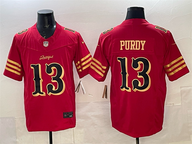 Men's San Francisco 49ers #13 Brock Purdy Red Gold 2025 F.U.S.E. “Rivalries” Vapor Limited Stitched Football Jersey Men's San Francisco 49ers #13 Brock Purdy Red Gold 2025 F.U.S.E. “Rivalries” Vapor Limited Stitched Football Jersey