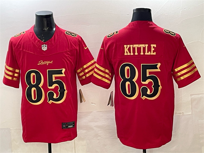 Men's San Francisco 49ers #85 George kittle Red Gold 2025 F.U.S.E. “Rivalries” Vapor Limited Stitched Football Jersey Men's San Francisco 49ers #85 George kittle Red Gold 2025 F.U.S.E. “Rivalries” Vapor Limited Stitched Football Jersey