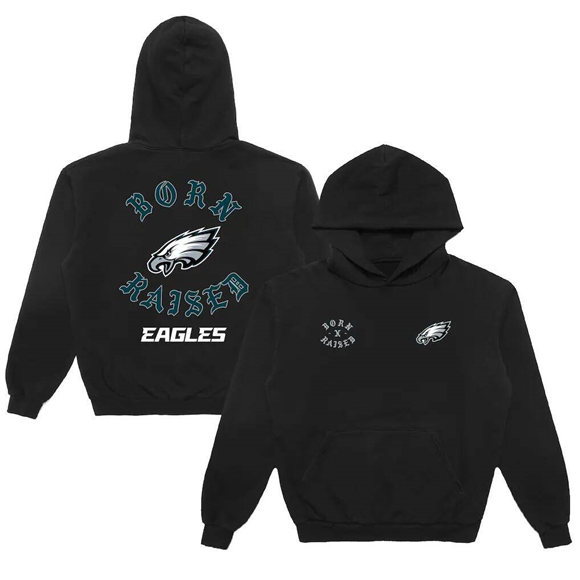 Men's Philadelphia Eagles Born x Raised Black Pullover Hoodie Men's Philadelphia Eagles Born x Raised Black Pullover Hoodie
