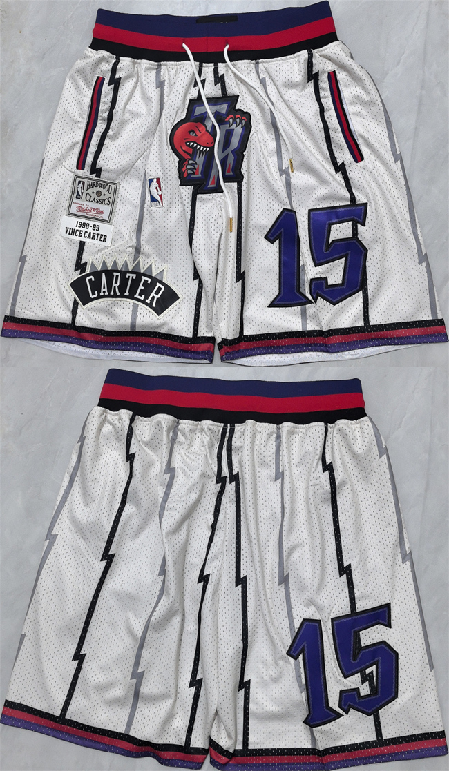 Men's Toronto Raptors #15 Vince Carter White Shorts (Run Small) Men's Toronto Raptors #15 Vince Carter White Shorts (Run Small)