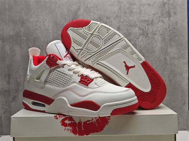 Men's Hot Sale Running weapon Air Jordan 4 White Red Shoes 0258 Men's Hot Sale Running weapon Air Jordan 4 White Red Shoes 0258