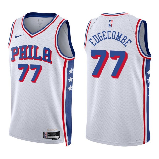 Men's Philadelphia 76ers #77 V. J. Edgecombe White 2025 Draft Association Edition Stitched Swingman Jersey