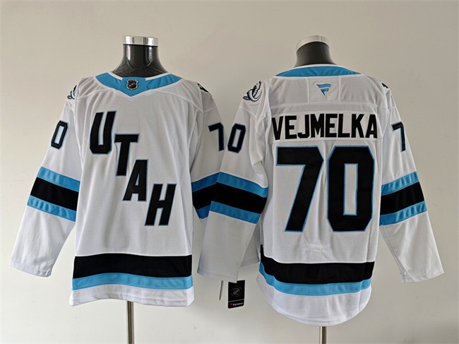 Men's Utah Mammoth #70 Karel Vejmelka White 2025 Stitched Hockey Jersey Men's Utah Mammoth #70 Karel Vejmelka White 2025 Stitched Hockey Jersey