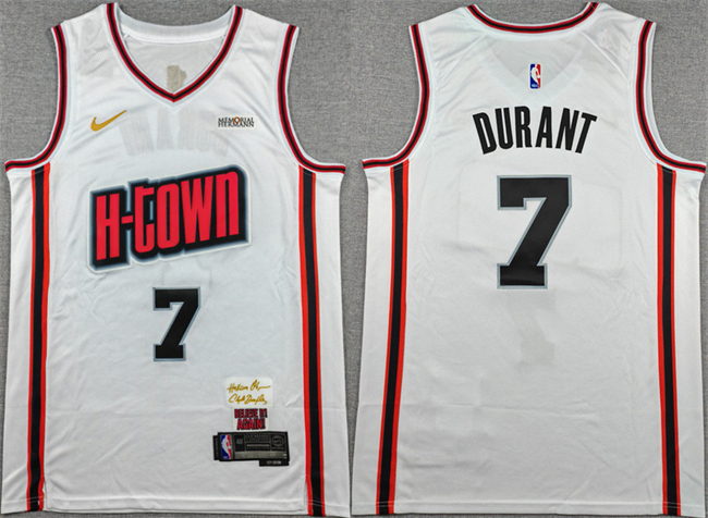 Youth Houston Rockets #7 Kevin Durant White 2024-25 City Edition Stitched Jersey