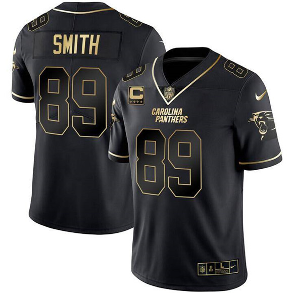 Men's Carolina Panthers #89 Steve Smith Black Gold With 4-Star C Patch Vapor Limited Stitched Football Jersey Men's Carolina Panthers #89 Steve Smith Black Gold With 4-Star C Patch Vapor Limited Stitched Football Jersey