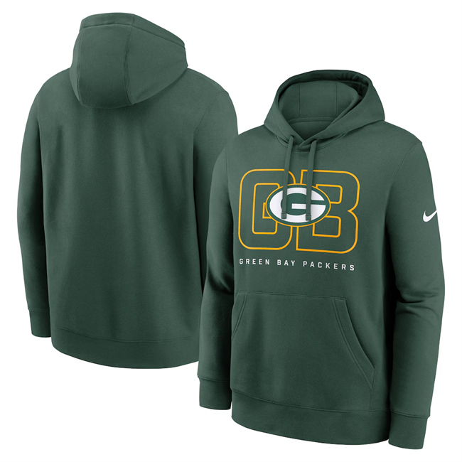 Men's Green Bay Packers Green Busted Play Club Fleece Pullover Hoodie