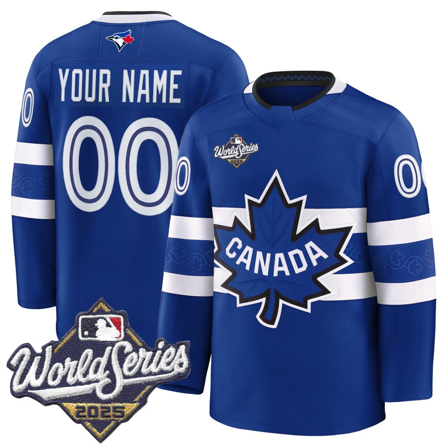 Men's Toronto Blue Jays Custom 2025 World Series Premium Stitched Canada  Hockey Style Jersey - Roayl