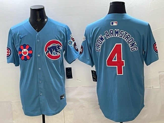 Men's Chicago Cubs #4 Pete Crow-Armstrong Blue 2025 Tokyo Series 2nd Alternate Limited Stitched Baseball Jersey
