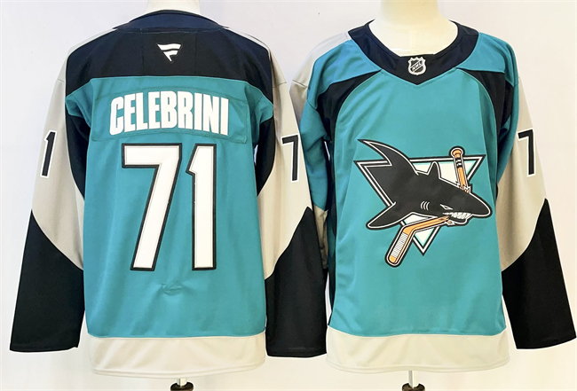 Men's San Jose Sharks #71 Macklin Celebrini Teal 2025 Alternate Stitched Hockey Jersey Men's San Jose Sharks #71 Macklin Celebrini Teal 2025 Alternate Stitched Hockey Jersey