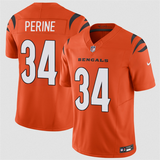 Men's Cincinnati Bengals #34 Samaje Perine Orange 2025 F.U.S.E. Vapor Untouchable Limited Stitched Football Jersey Men's Cincinnati Bengals #34 Samaje Perine Orange 2025 F.U.S.E. Vapor Untouchable Limited Stitched Football Jersey