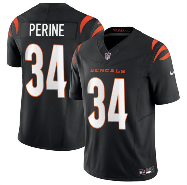 Men's Cincinnati Bengals #34 Samaje Perine Black 2025 F.U.S.E. Vapor Untouchable Limited Stitched Football Jersey Men's Cincinnati Bengals #34 Samaje Perine Black 2025 F.U.S.E. Vapor Untouchable Limited Stitched Football Jersey