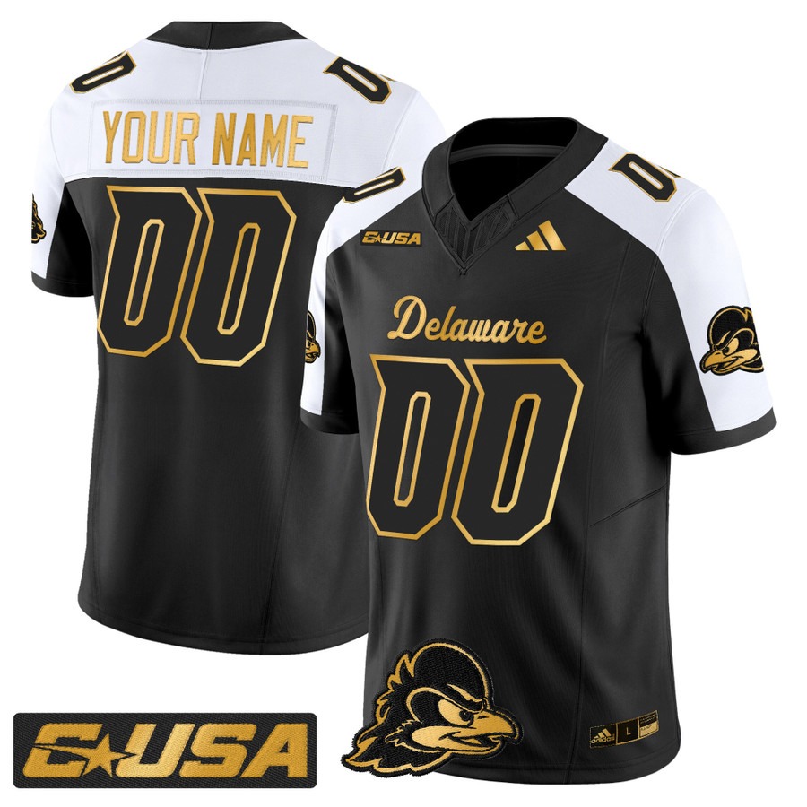 Men's Delaware Blue Hens Custom Black Gold Alternate 2025 Vapor F.U.S.E. Limited Stitched Football Jersey