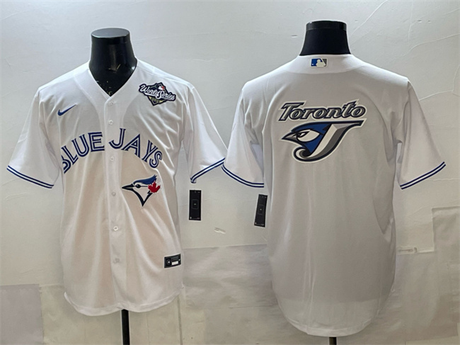 Men's Toronto Blue Jays Team Big Logo White 2025 World Series Home Cool Base Stitched Baseball Jersey