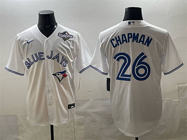 Men's Toronto Blue Jays #26 Matt Chapman White 2025 World Series Home Cool Base Stitched Baseball Jersey