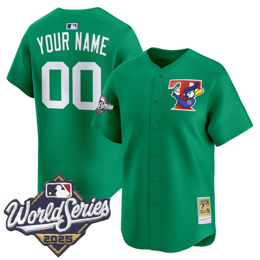 Men's Toronto Blue Jays Custom Throwback 2025 World Series Patch Limited Stitched Jersey Green