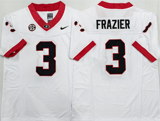 Men's Georgia Bulldogs #3 Nate Frazier White Nike 2025 F.U.S.E. Stitched Jersey