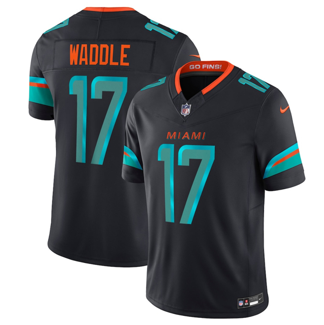 Youth Miami Dolphins #17 Jaylen Waddle Black 2025 F.U.S.E. “Rivalries” Vapor Limited Stitched Football Jersey