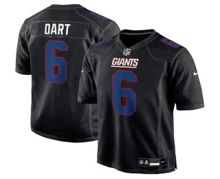 Men's New York Giants #6 Jaxson Dart Nike Carbon Black Fashion Stitched Game Jersey