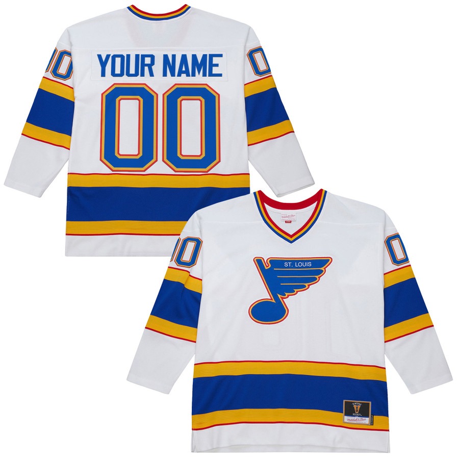 Men's St. Louis Blues Custom White Vintage 1990-91 Power Play Stitched Jersey