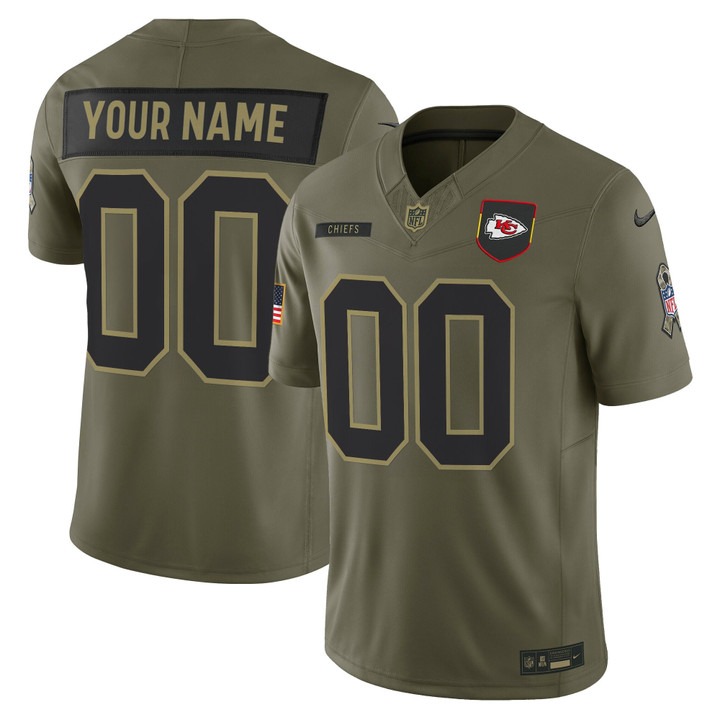 Men's Kansas City Chiefs Custom Olive F.U.S.E. 2025 Salute to Service Vapor Limited Stitched Jersey