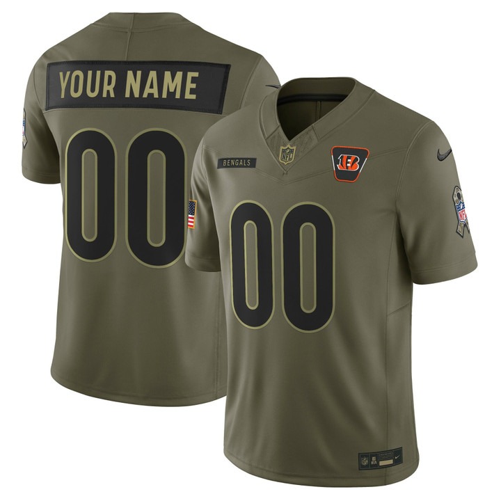 Men's Cincinnati Bengals Custom Olive F.U.S.E. 2025 Salute to Service Vapor Limited Stitched Jersey