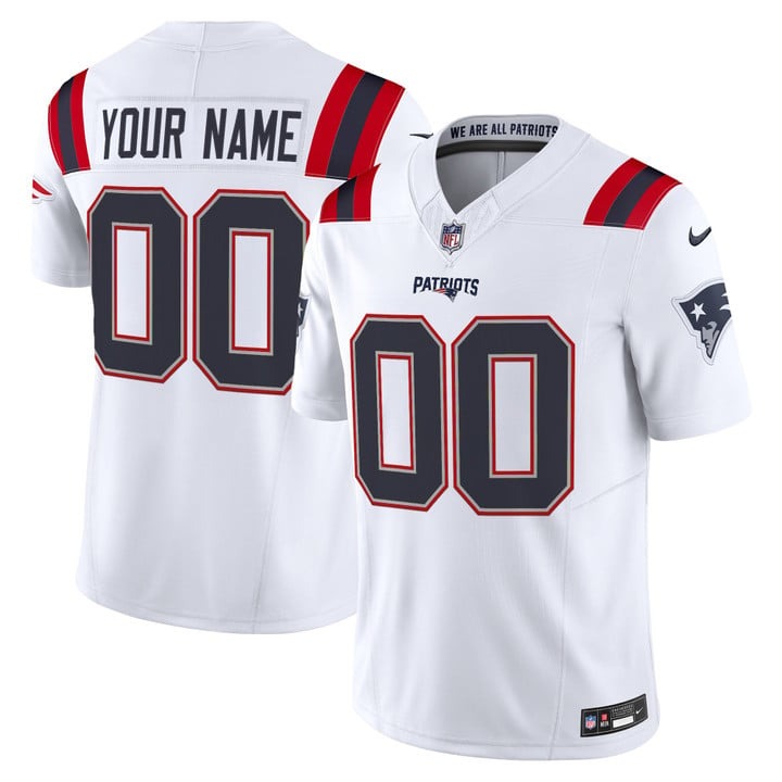 Men's New England Patriots Custom White F.U.S.E. 2025 Vapor Limited Stitched Jersey