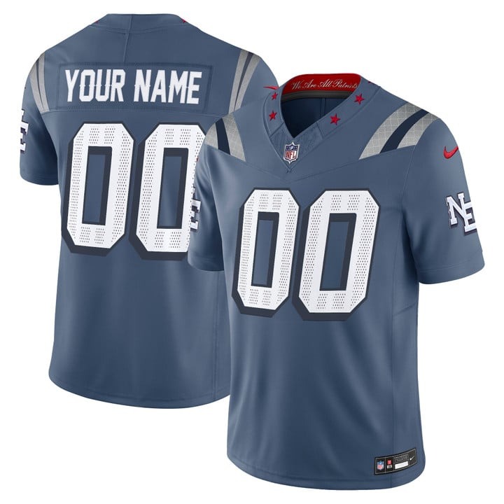 Men's New England Patriots Custom Storm Blue F.U.S.E. 2025 Vapor Limited Stitched Jersey
