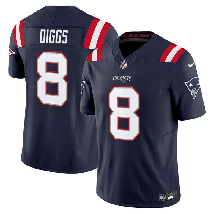 Men's New England Patriots #8 Stefon Diggs Navy F.U.S.E. 2025 Vapor Limited Stitched Jersey