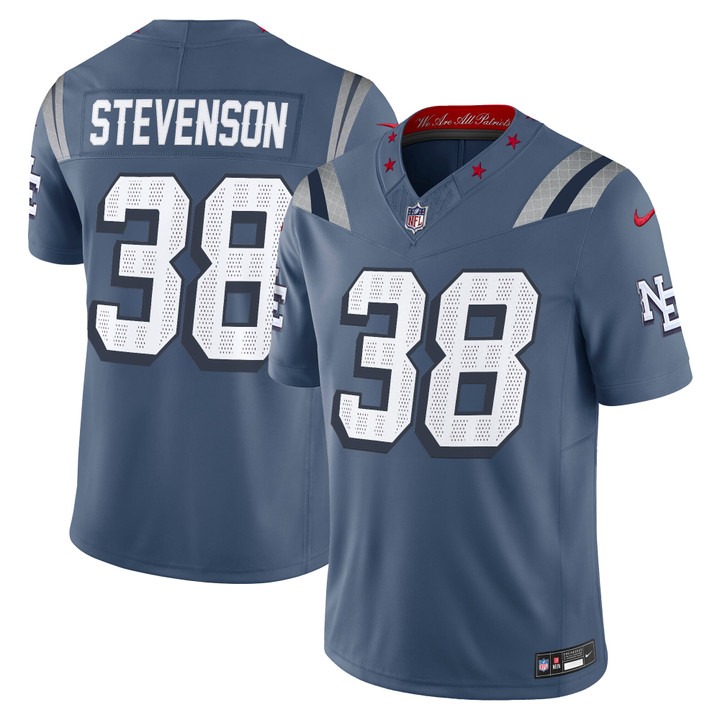 Men's New England Patriots #38 Rhamondre Stevenson Storm Blue F.U.S.E. 2025 Vapor Limited Stitched Jersey