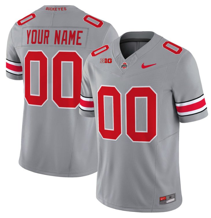 Men's Active Player Custom Ohio State Buckeyes Jersey Name Number Football Stitched Gray