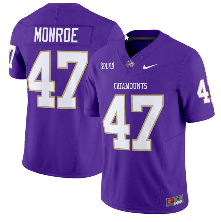 Men's Blue Monroe Jersey #47 Western Carolina Catamounts Football Purple