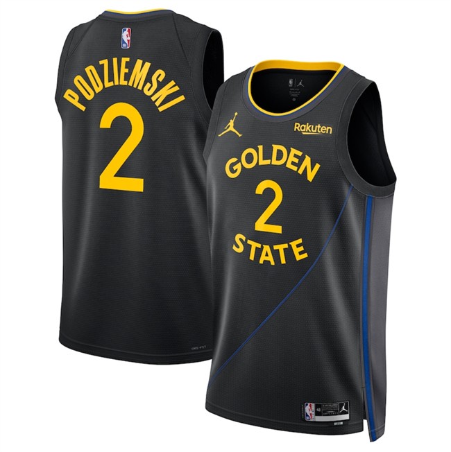 Men's Golden State Warriors #2 Brandin Podziemski Black 2024-25 Statement Edition Stitched Basketball Jersey