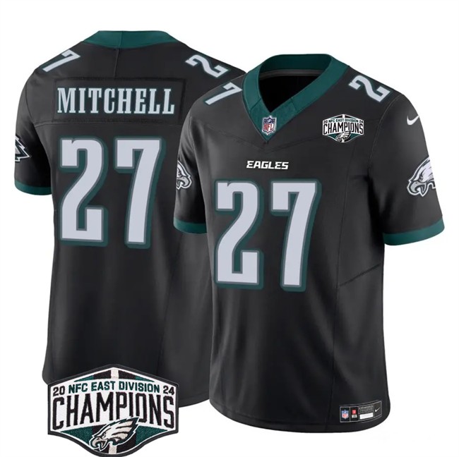 Men's Philadelphia Eagles #27 Quinyon Mitchell Black 2024 New NFC East Champions F.U.S.E. Vapor Untouchable Limited Stitched Football Jersey