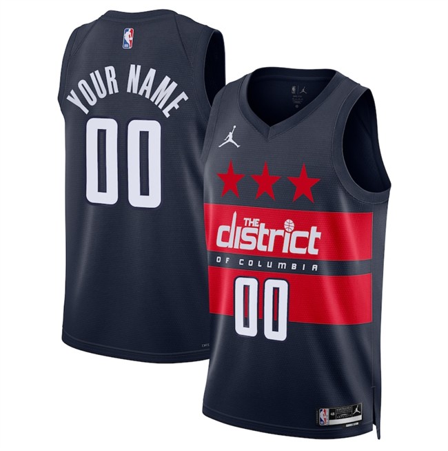 Men's Washington Wizards Active Player Custom Navy 2024-25 Statement Edition Stitched Basketball Jersey